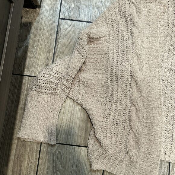 Entro Women's Cardigan Medium Tan Flawed Layering Cottagecore Boho Chunky Knit - Picture 5 of 14